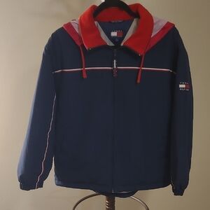 Tommy Hilfiger Men's Navy and Red Windbreaker Large